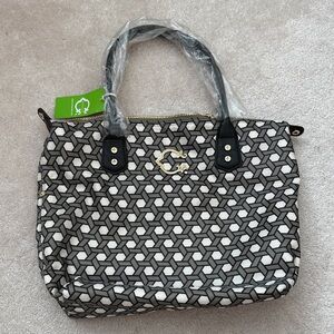 C. Wonder Black and White Geometric convertible tote